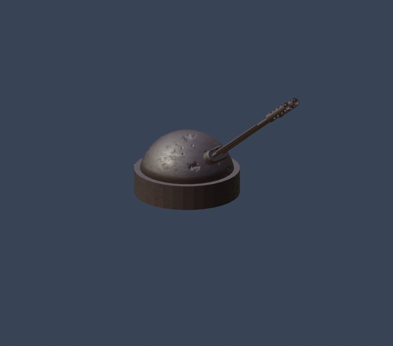 Double-barreled small-caliber gun in the bunker type 3D model_2