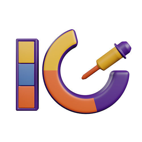 Color Picker Icon Low-poly 3D model