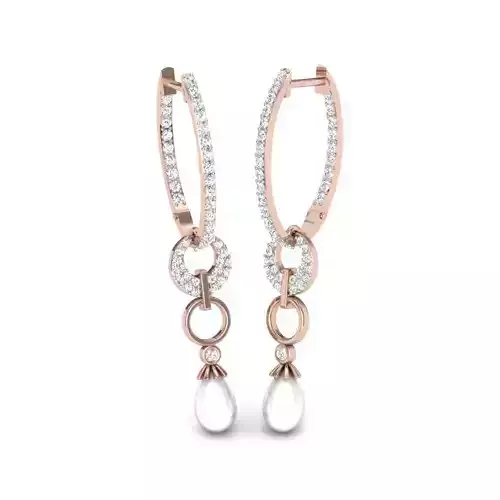 Earrings pearl and diamond hoop earring