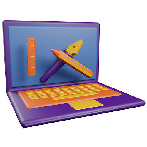 Laptop for Design Artist Low-poly 3D model