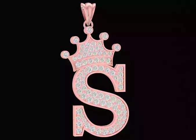 diamond Crown S letter pendant 3099