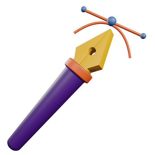 Pen Tool Icon Low-poly 3D model