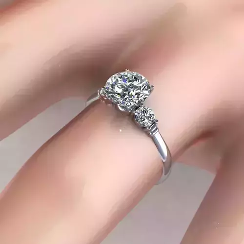 Three Love Solid Stone Diamond Ring