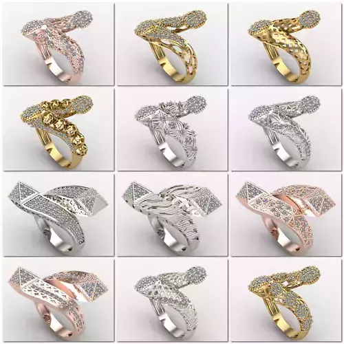 50 3DM Two Head Women Ring Womens Ring 3d models 3D print model