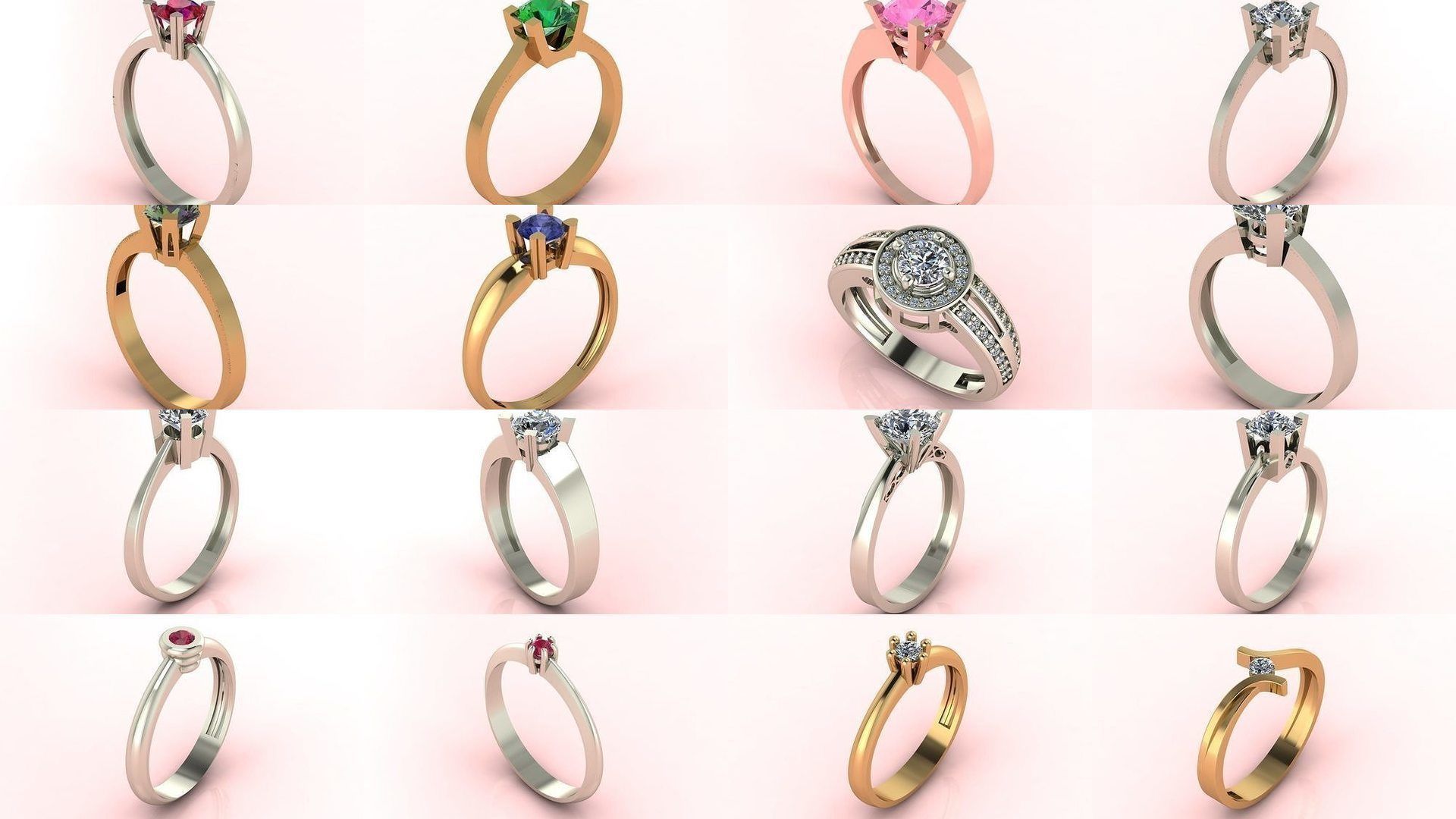 98 Files -  3DM Solitaire Women Ring Single Stone print model 3D Model Collection_3