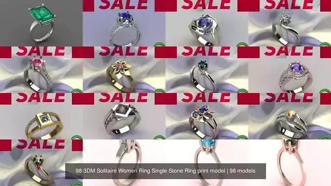 98 Files -  3DM Solitaire Women Ring Single Stone print model 3D Model Collection