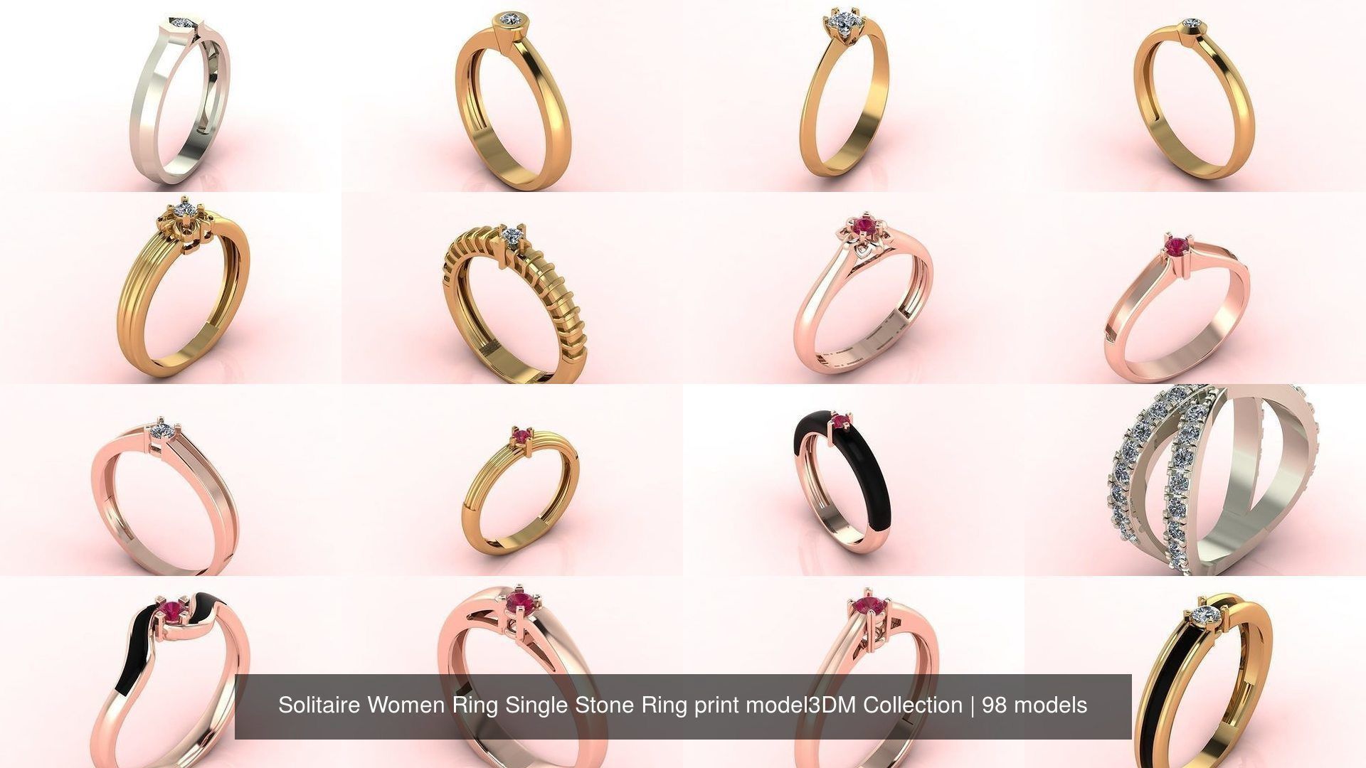 98 Files -  3DM Solitaire Women Ring Single Stone print model 3D Model Collection_11
