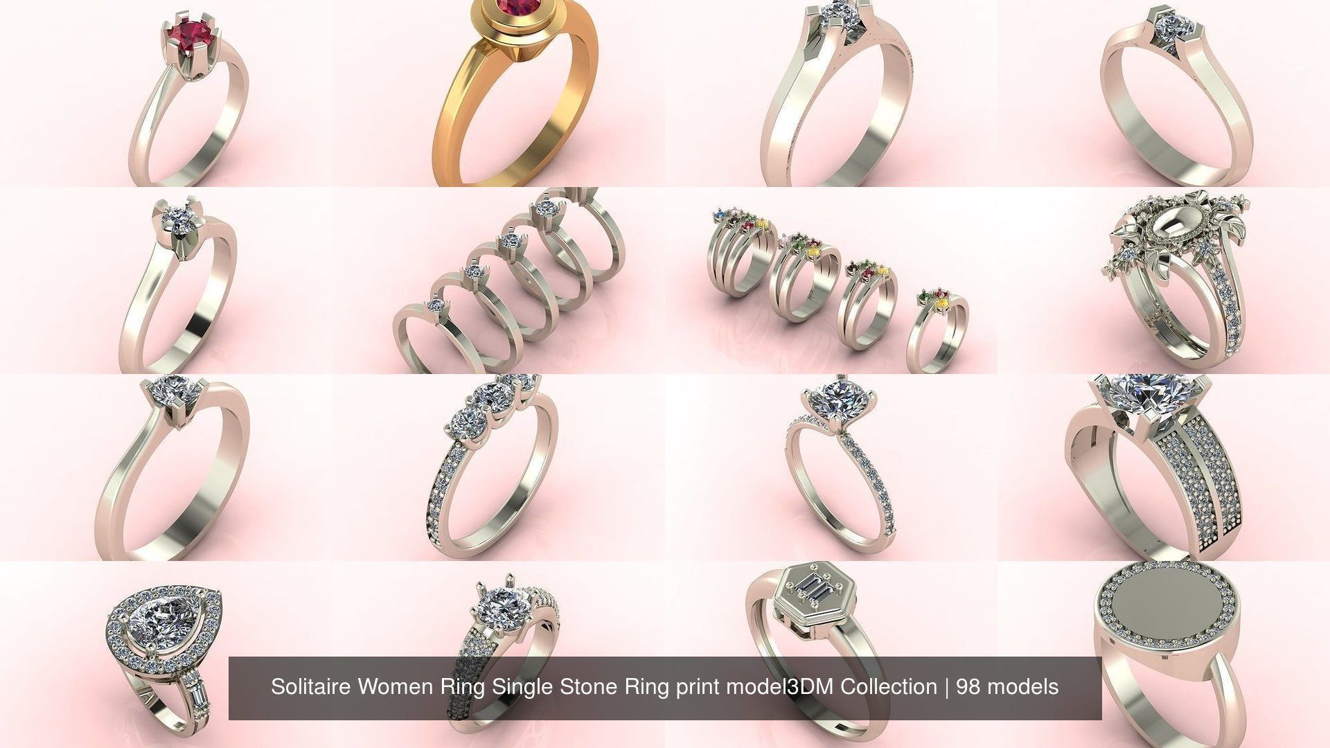 98 Files -  3DM Solitaire Women Ring Single Stone print model 3D Model Collection_15
