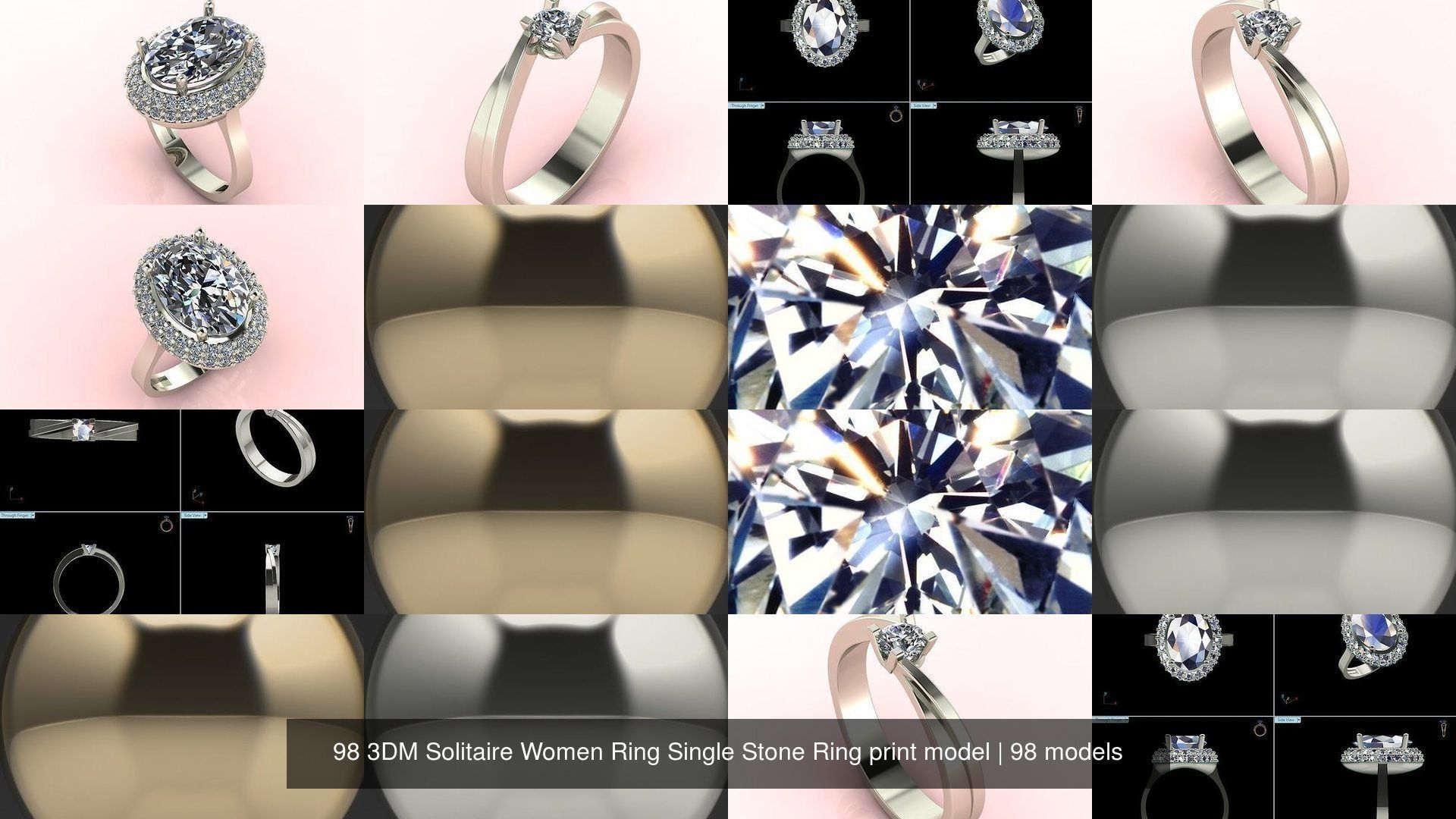 98 Files -  3DM Solitaire Women Ring Single Stone print model 3D Model Collection_12