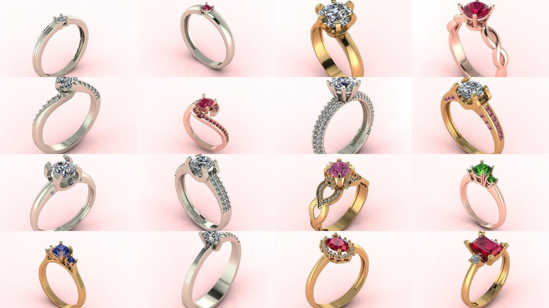 98 Files -  3DM Solitaire Women Ring Single Stone print model 3D Model Collection_1