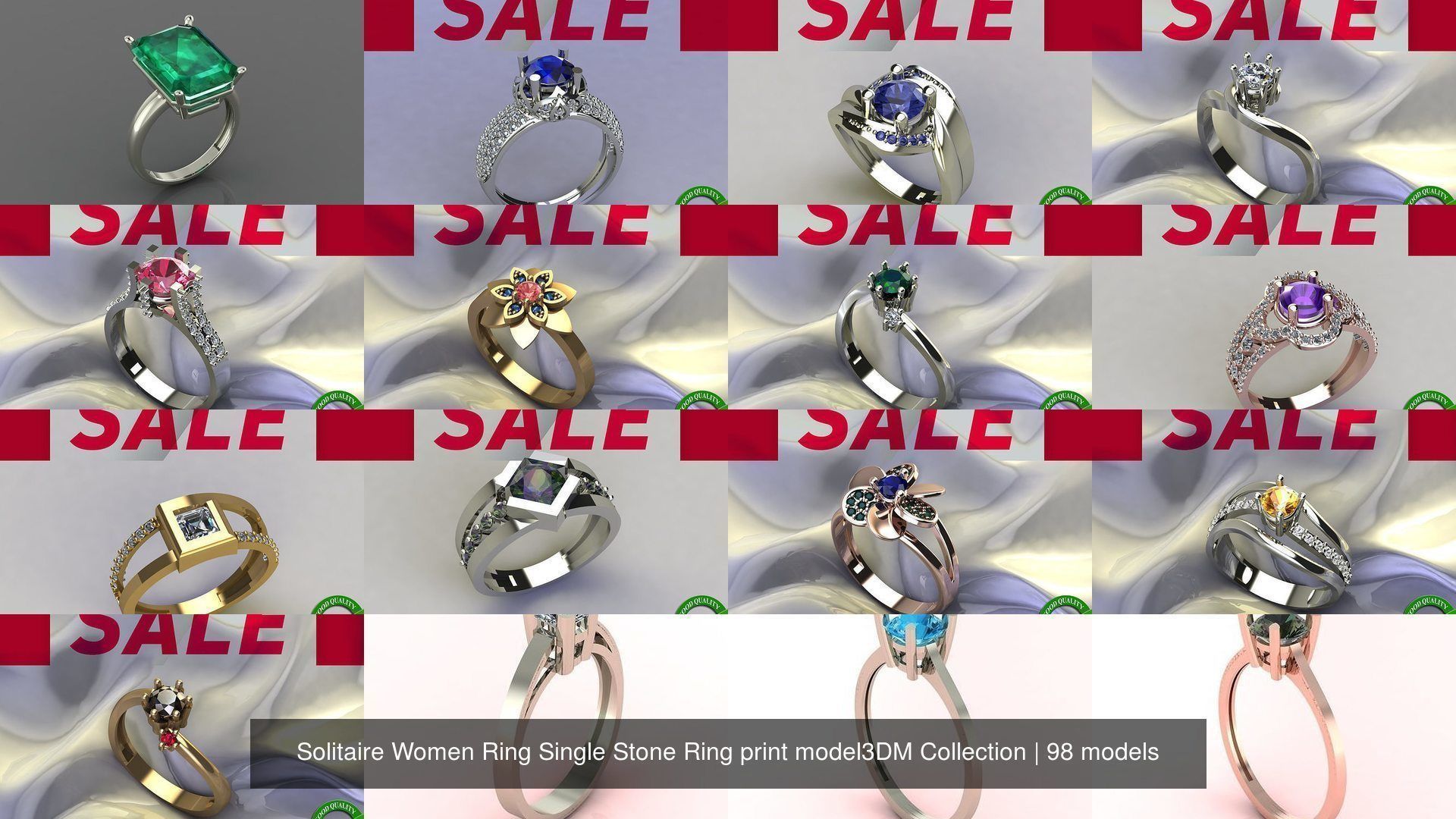 98 Files -  3DM Solitaire Women Ring Single Stone print model 3D Model Collection_16