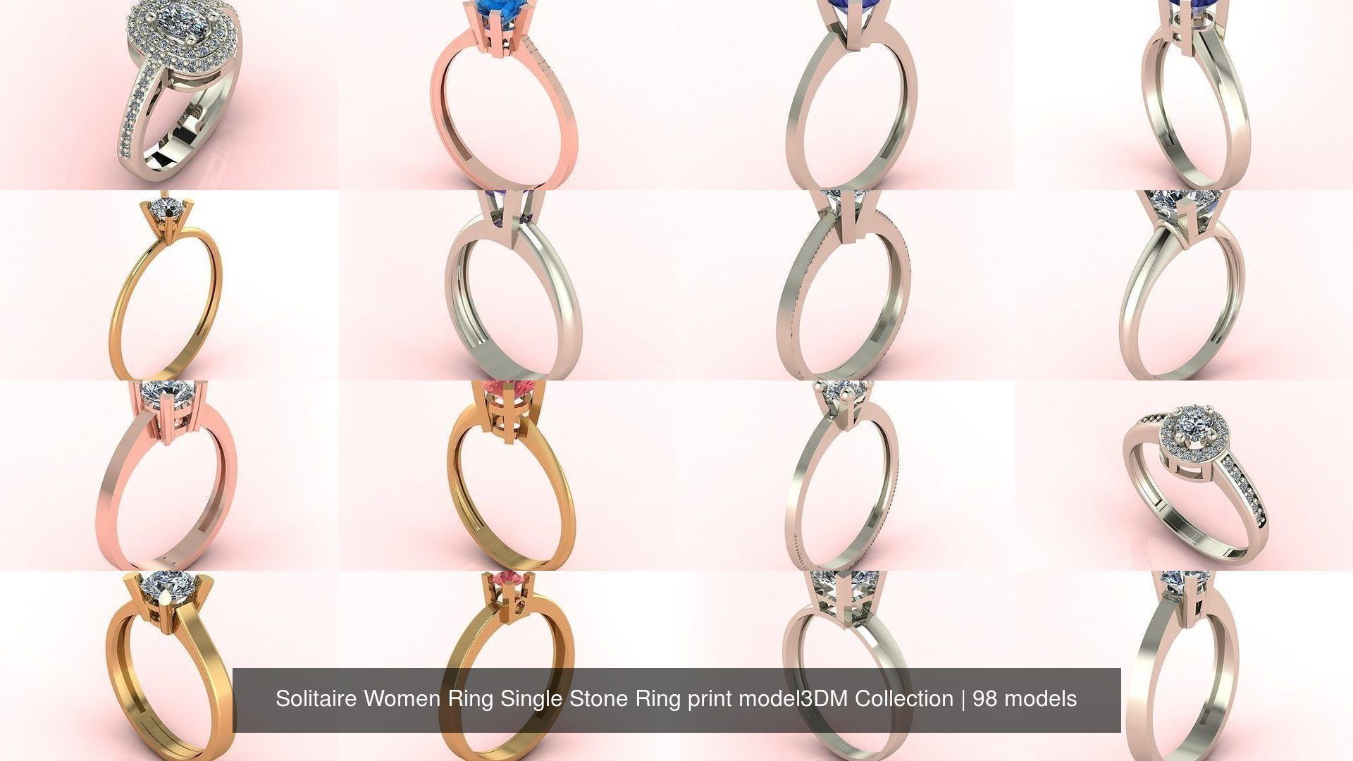 98 Files -  3DM Solitaire Women Ring Single Stone print model 3D Model Collection_5