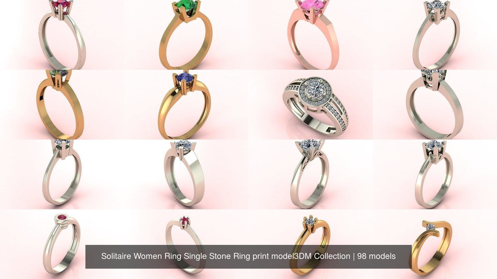 98 Files -  3DM Solitaire Women Ring Single Stone print model 3D Model Collection_9