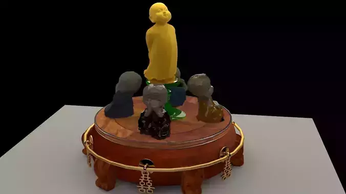 Chinese display stand with monk kids 3D model