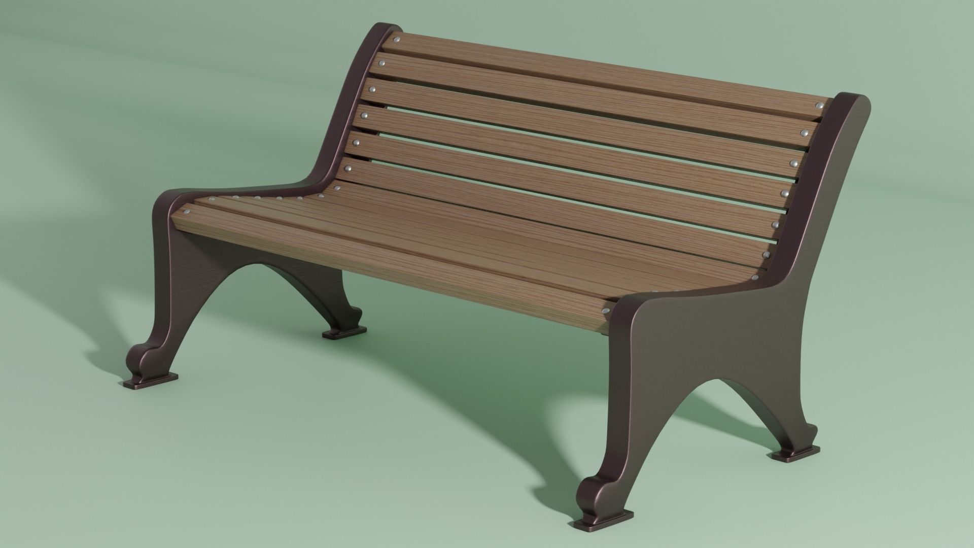 Wooden Bench 3D model_7