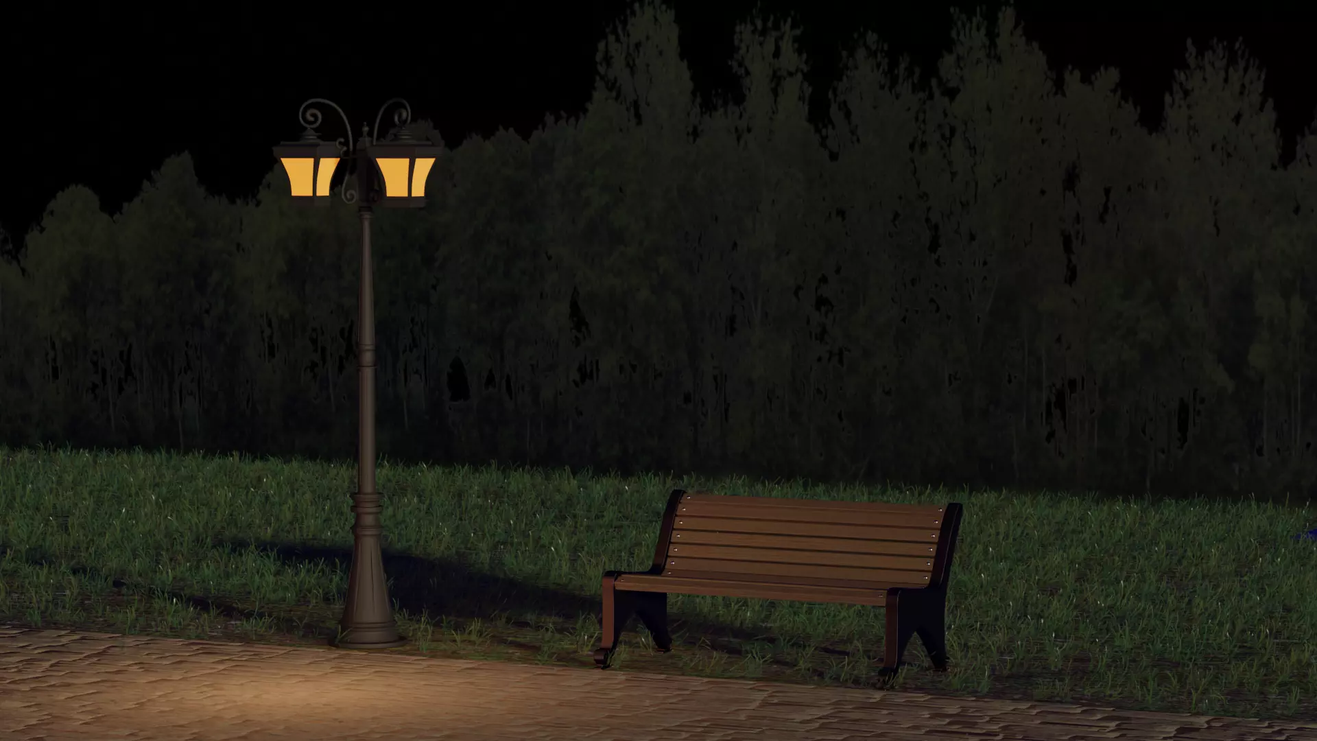 Wooden Bench 3D model_0