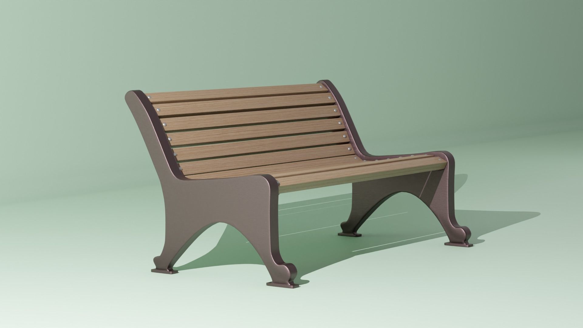 Wooden Bench 3D model_6