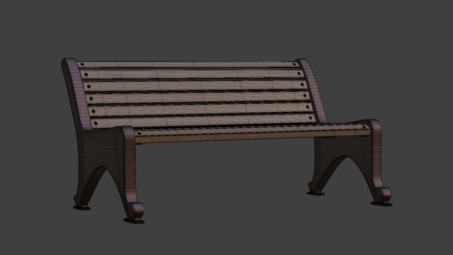 Wooden Bench 3D model_10