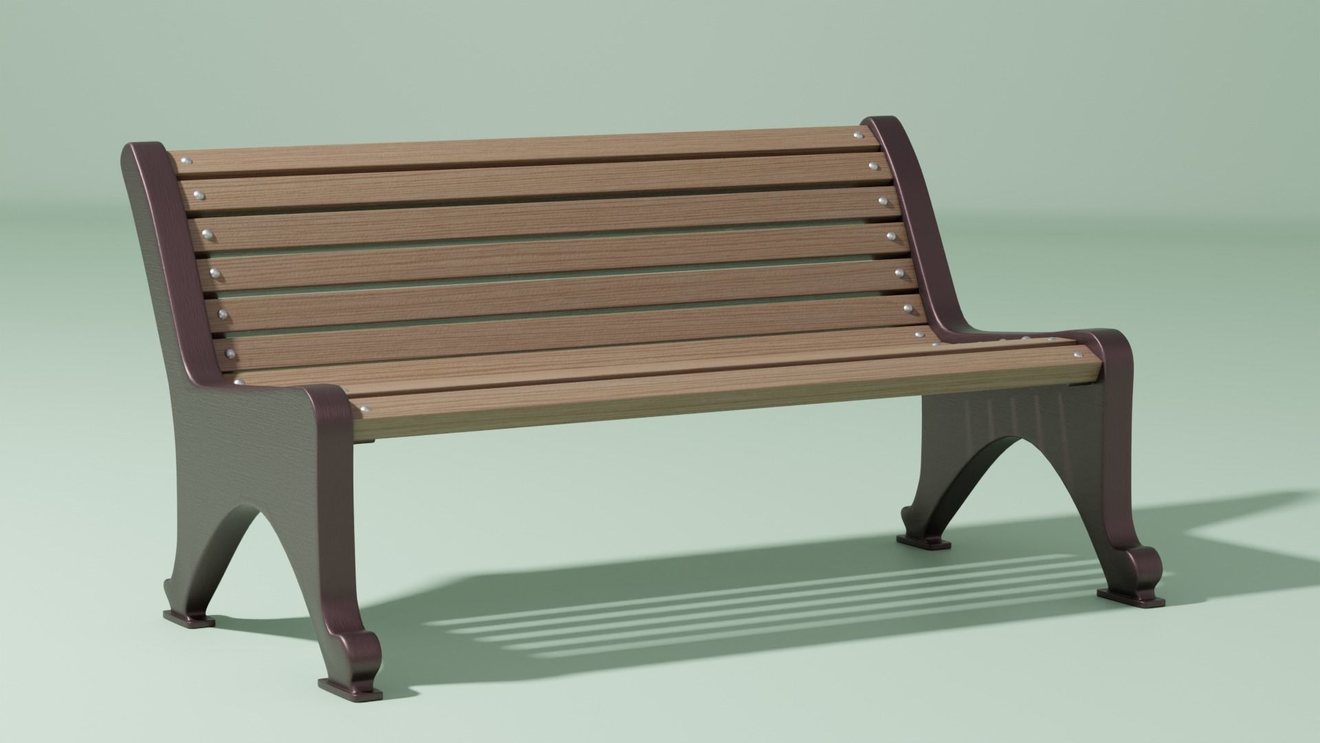 Wooden Bench 3D model_9