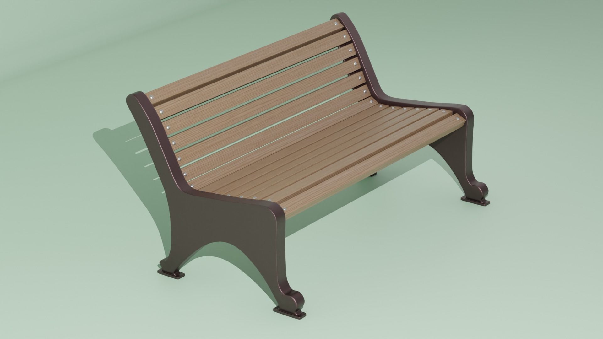 Wooden Bench 3D model_5