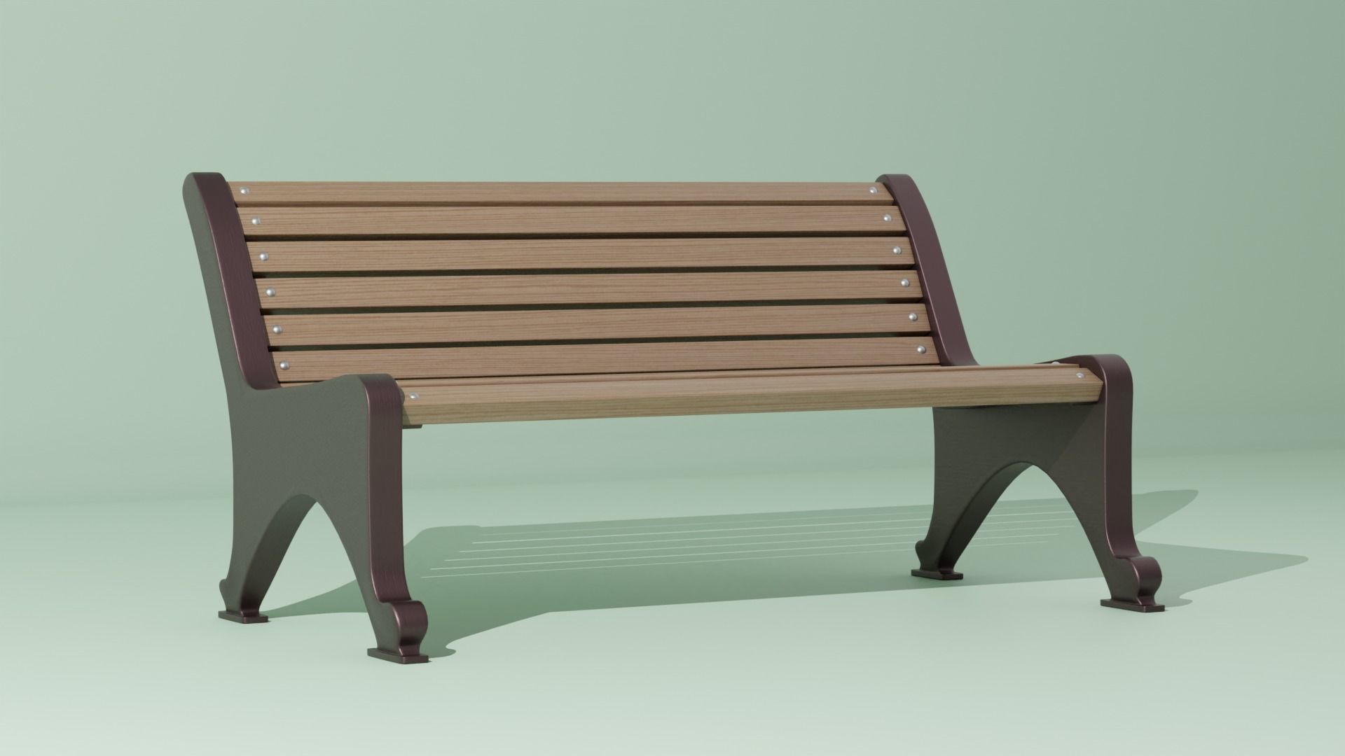 Wooden Bench 3D model_3