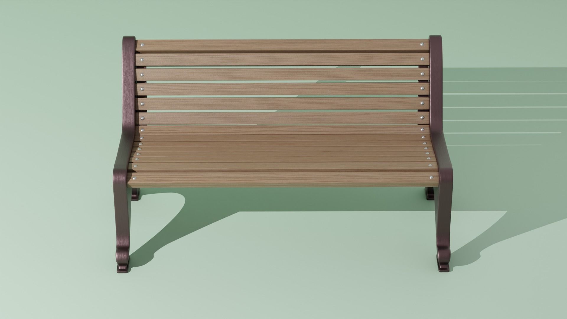 Wooden Bench 3D model_4