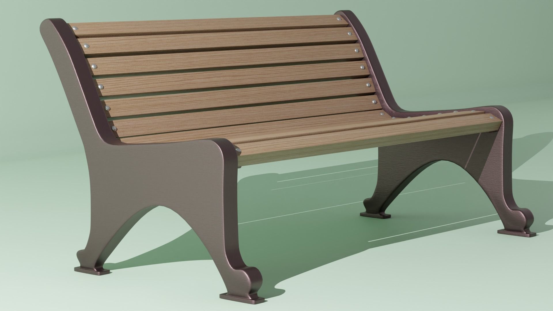 Wooden Bench 3D model_2