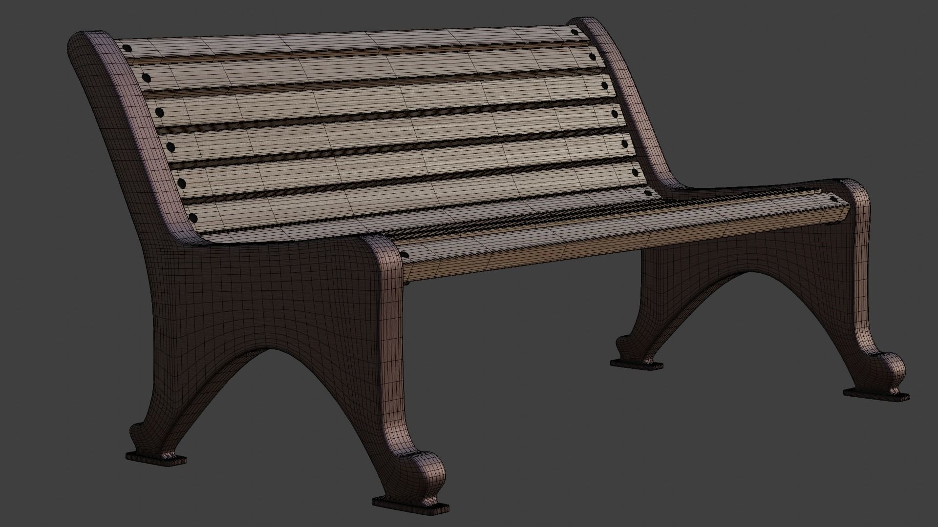 Wooden Bench 3D model_11