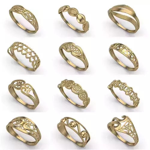 100 Files - Women Ring Womens Rings Plain Models  STL 3DM