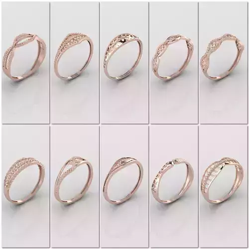 100 Files - Women Ring Womens Rings Plain Models  STL 3DM 3D Model Collection