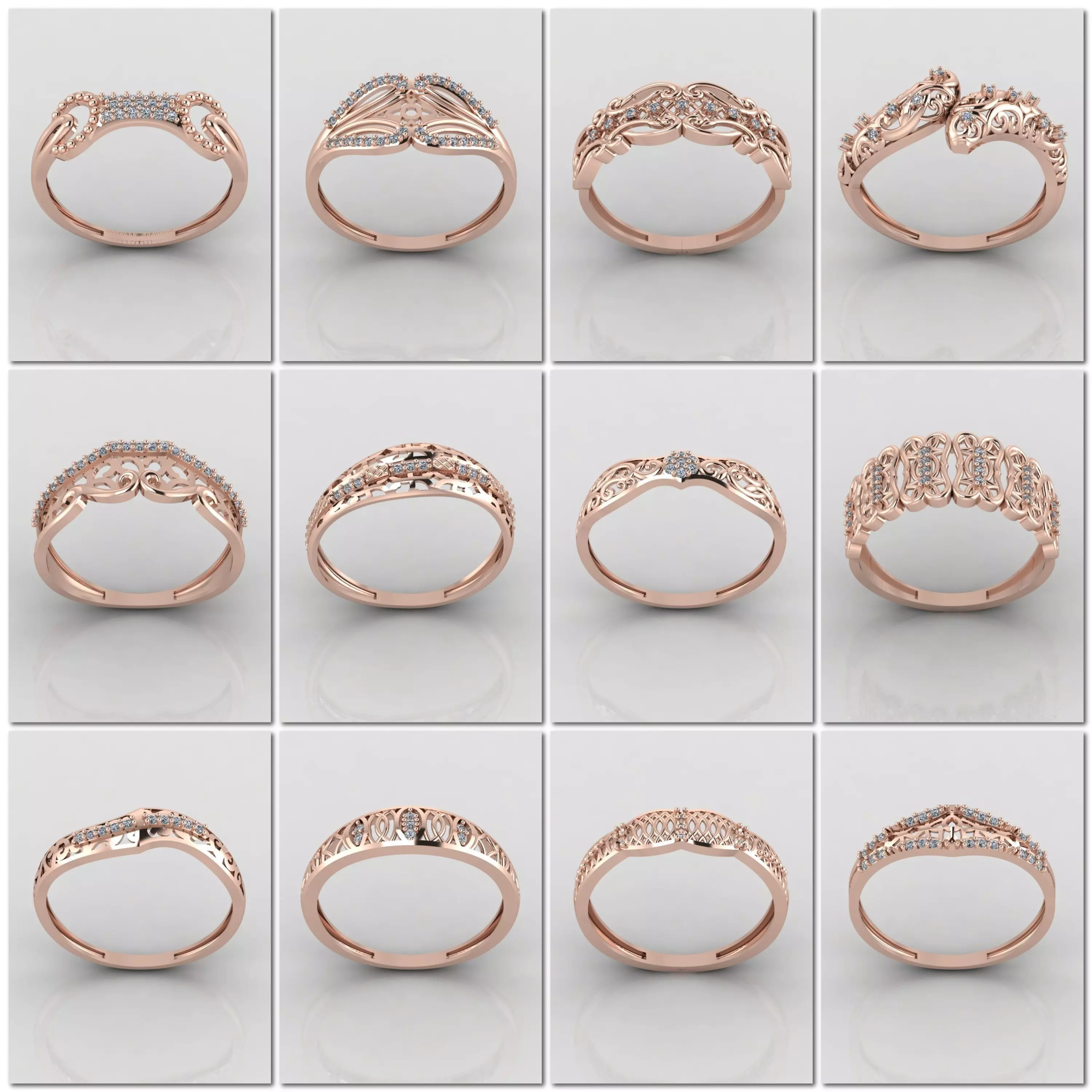 100 Files - Women Ring Womens Rings With Stone Models 3DM 3D Model Collection_0