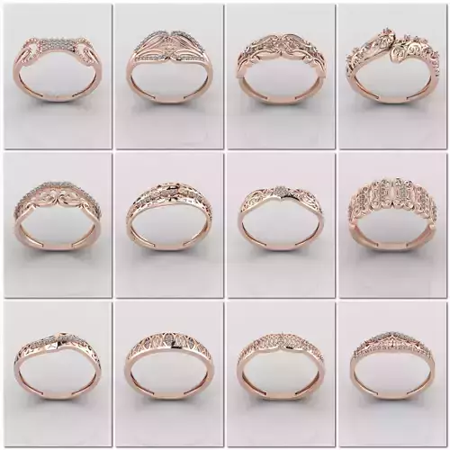 100 Files - Women Ring Womens Rings With Stone Models 3DM 3D Model Collection