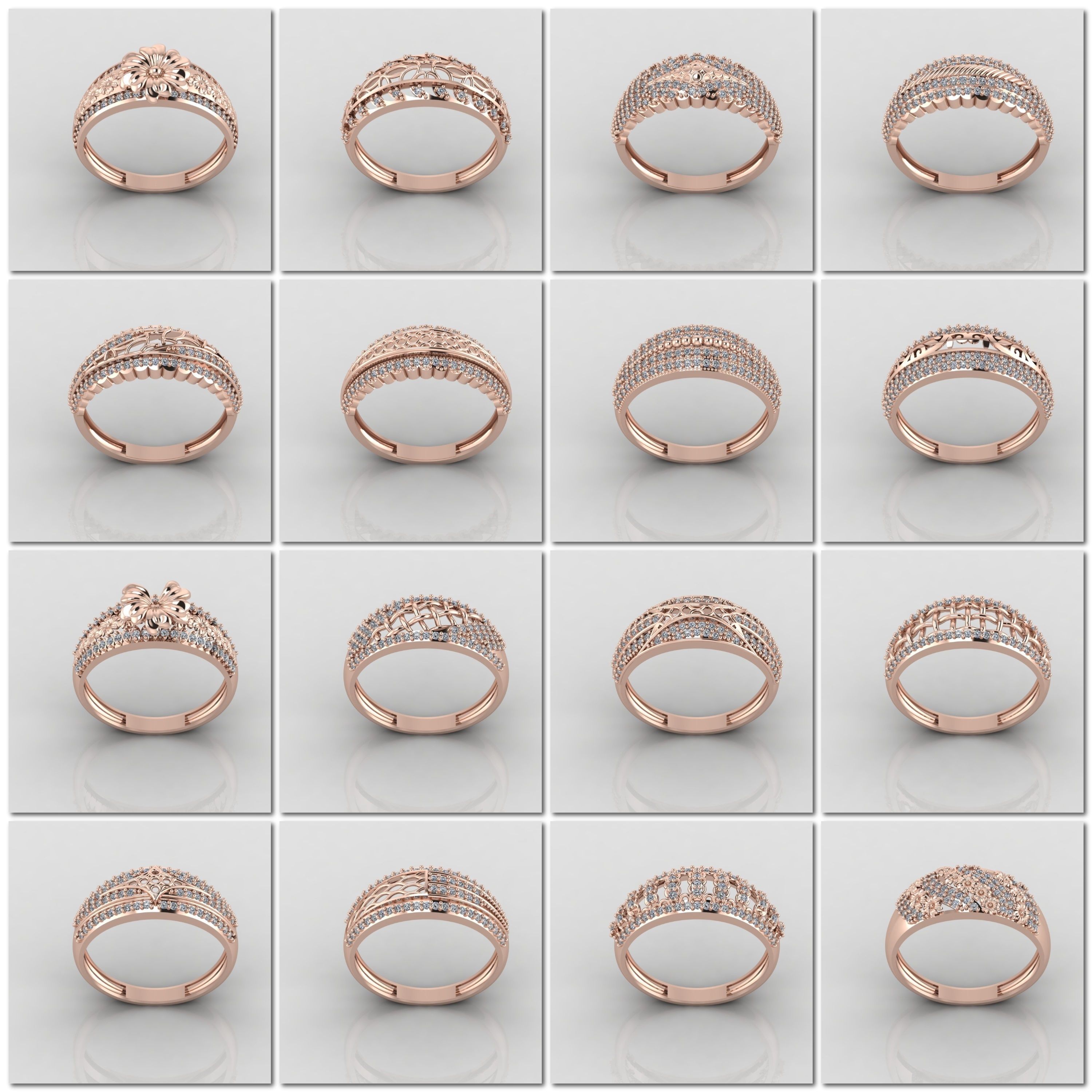 100 Files - Women Ring Womens Rings With Stone Models 3DM 3D Model Collection_6