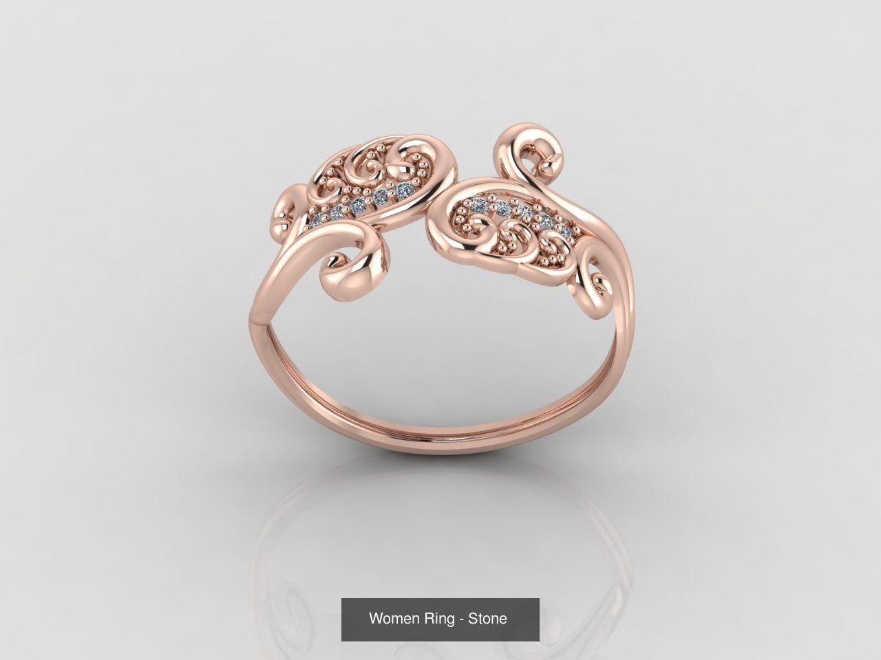 100 Files - Women Ring Womens Rings With Stone Models 3DM 3D Model Collection_29