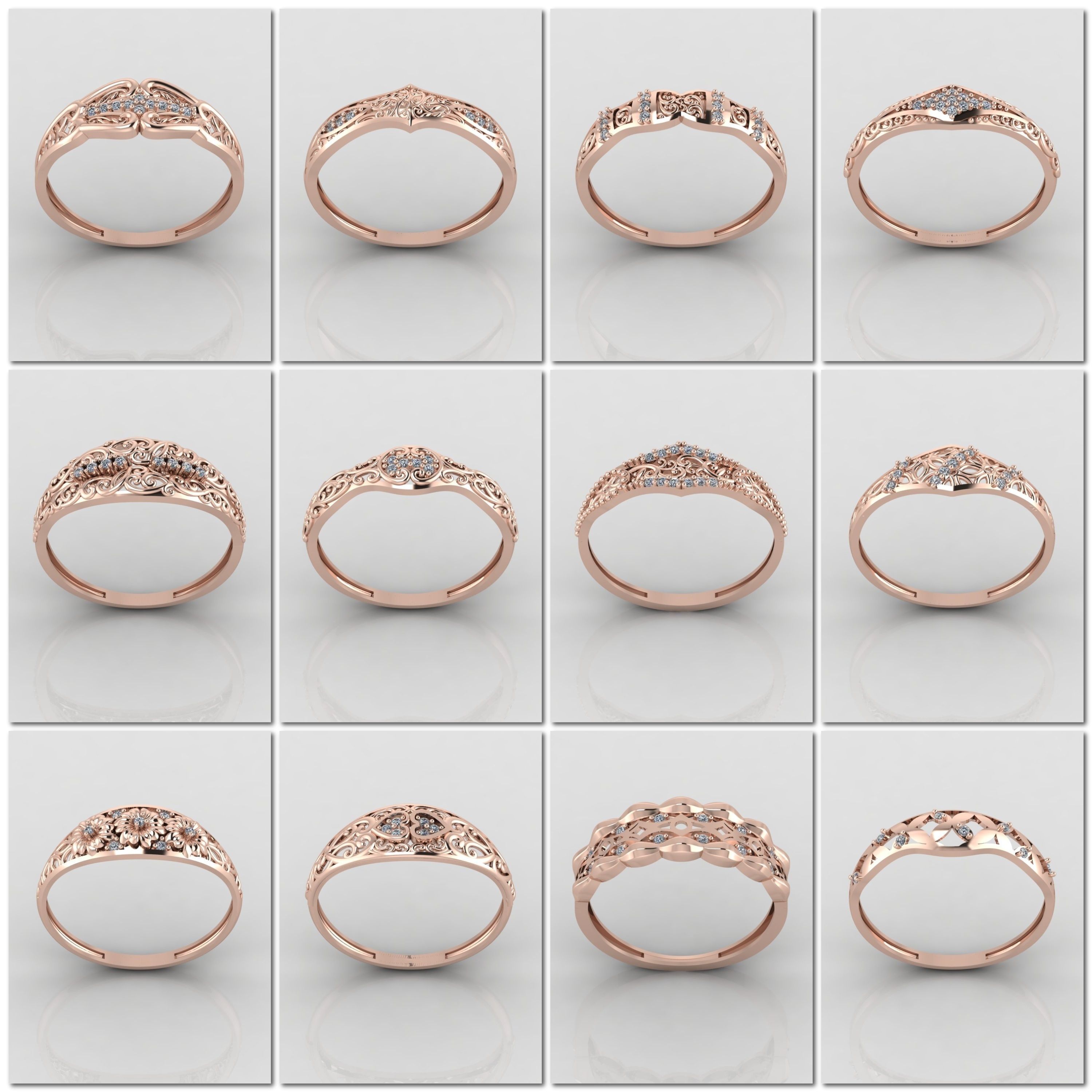 100 Files - Women Ring Womens Rings With Stone Models 3DM 3D Model Collection_3