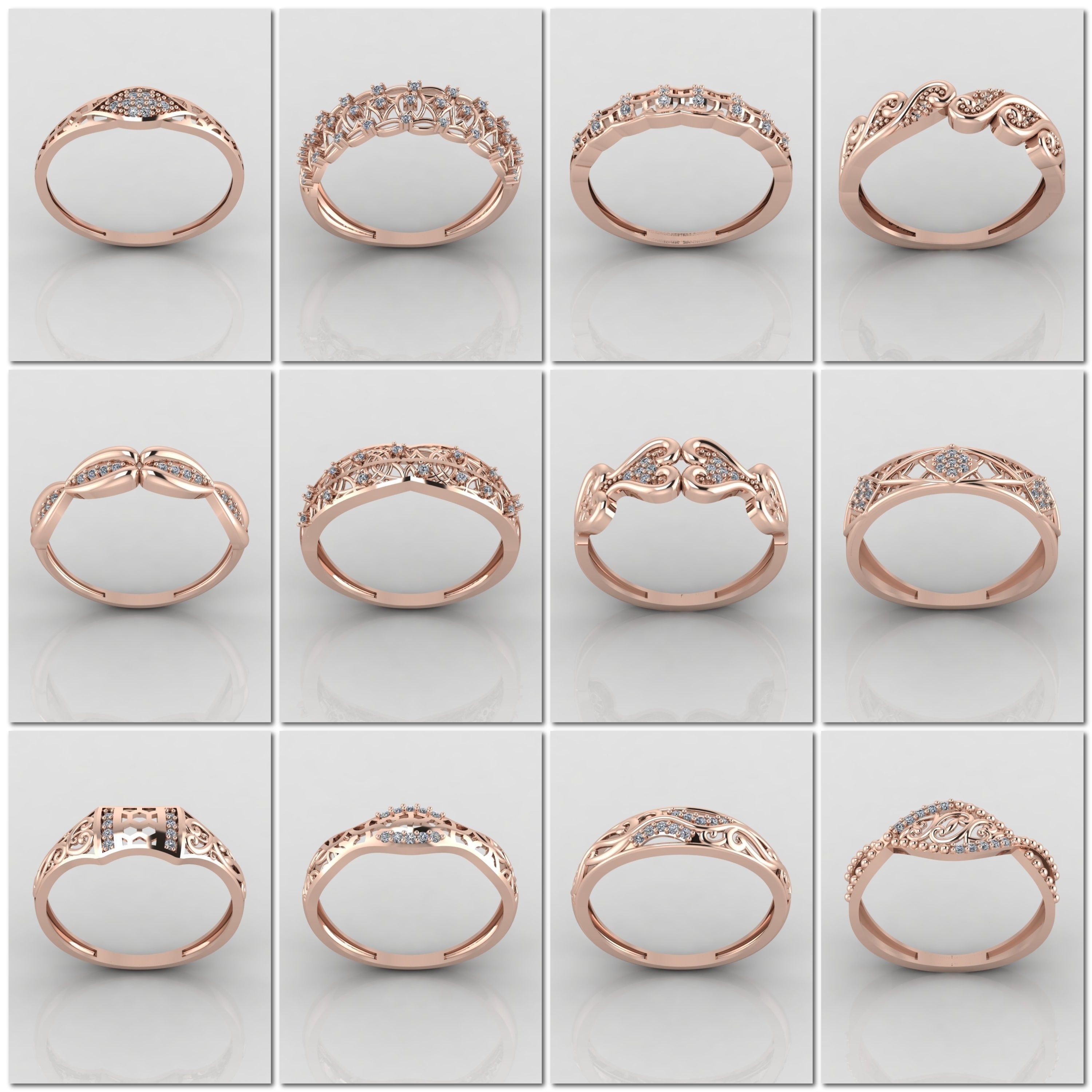 100 Files - Women Ring Womens Rings With Stone Models 3DM 3D Model Collection_1