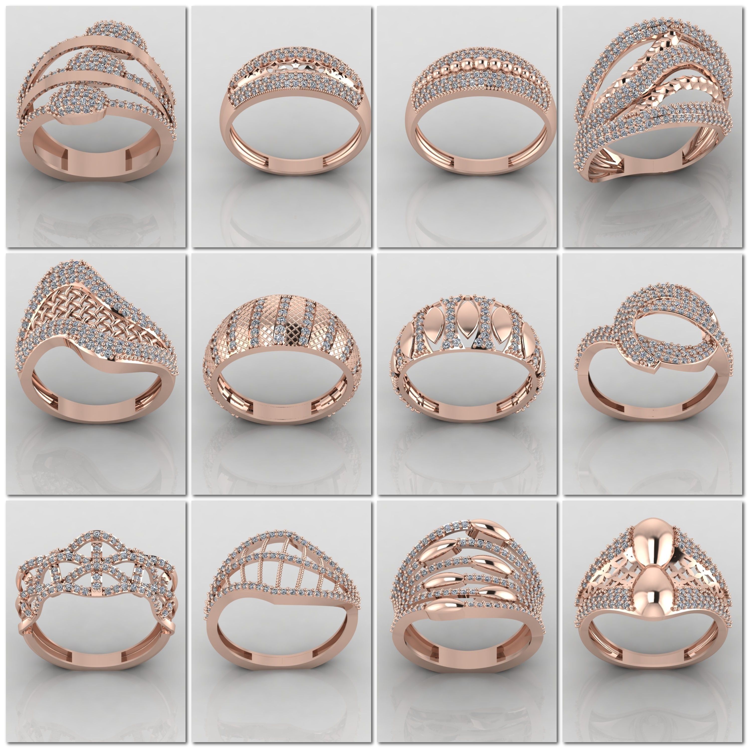 100 Files - Women Ring Womens Rings With Stone Models 3DM 3D Model Collection_9