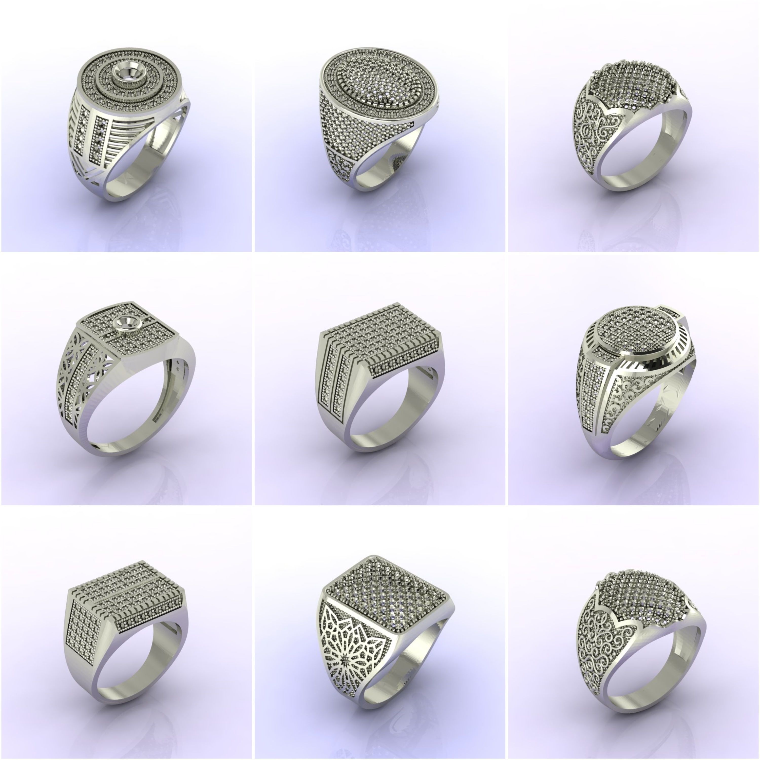 76 Files - STL 3D Model Gent Ring Gents Ring 3D print model  3D Model Collection_1