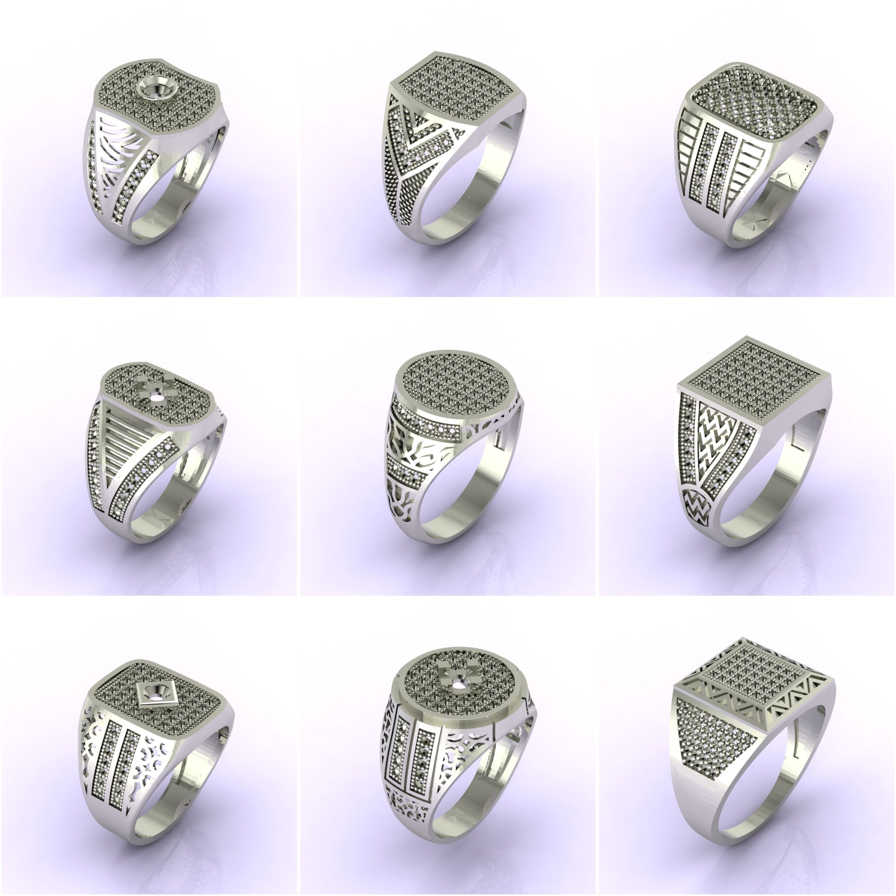 76 Files - STL 3D Model Gent Ring Gents Ring 3D print model  3D Model Collection_5