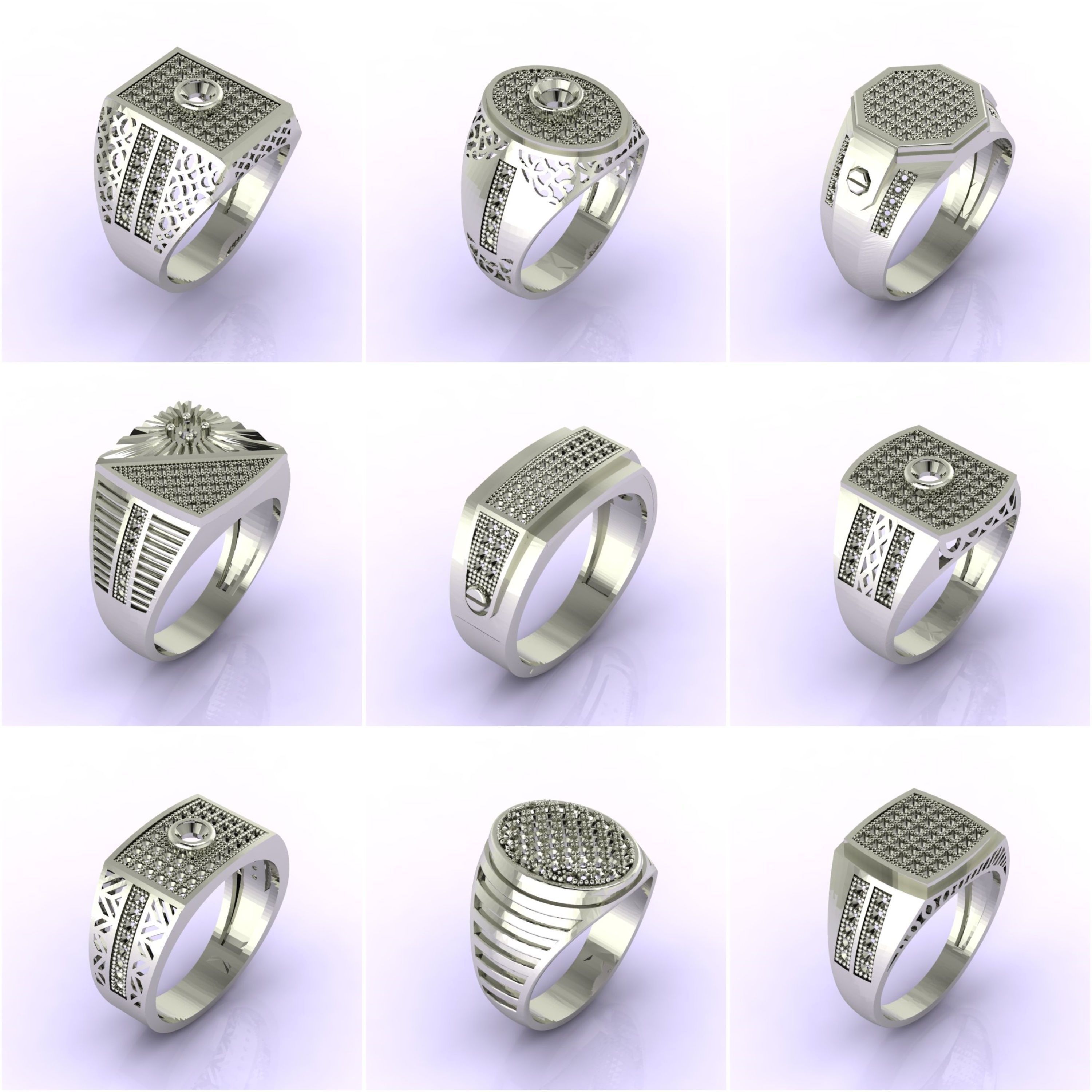 76 Files - STL 3D Model Gent Ring Gents Ring 3D print model  3D Model Collection_2