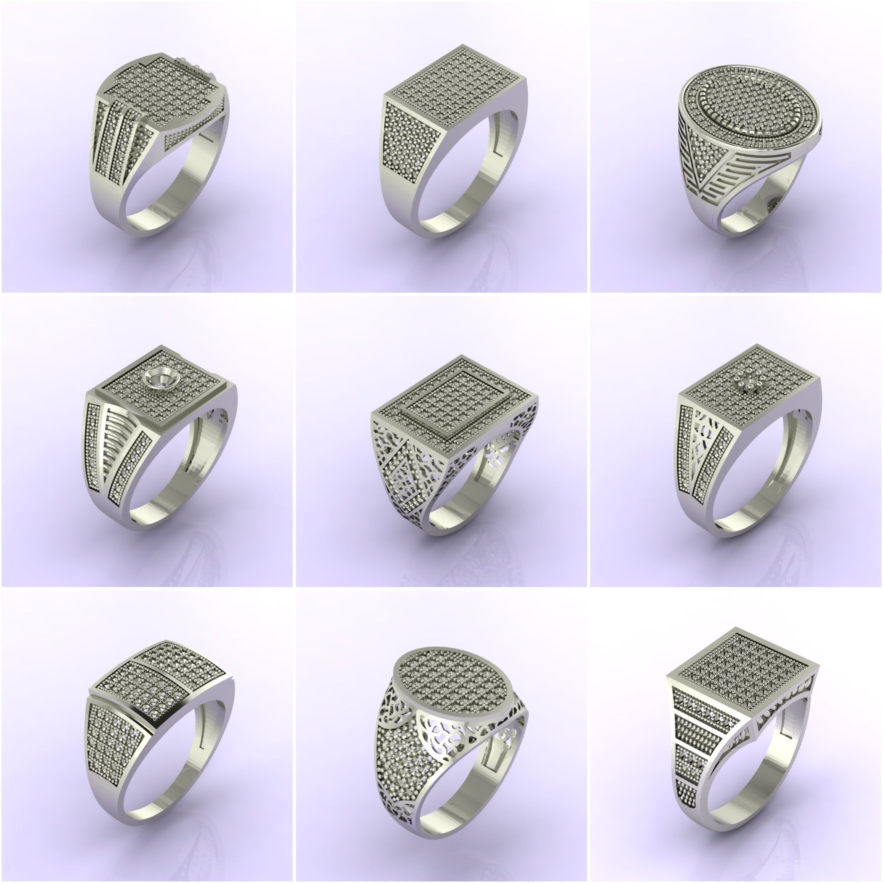 76 Files - STL 3D Model Gent Ring Gents Ring 3D print model  3D Model Collection_6