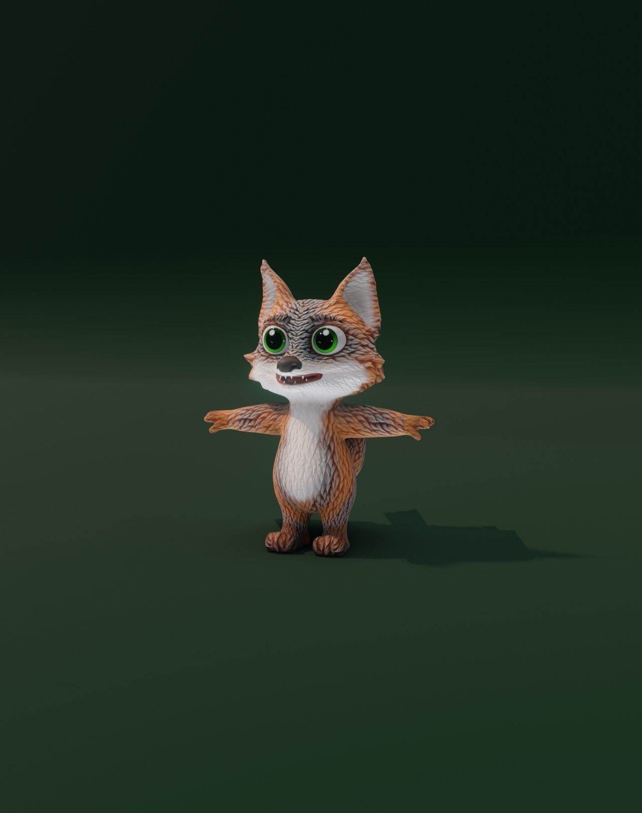 Cartoon Grey Fox Rigged 3D Model Low-poly 3D model_13