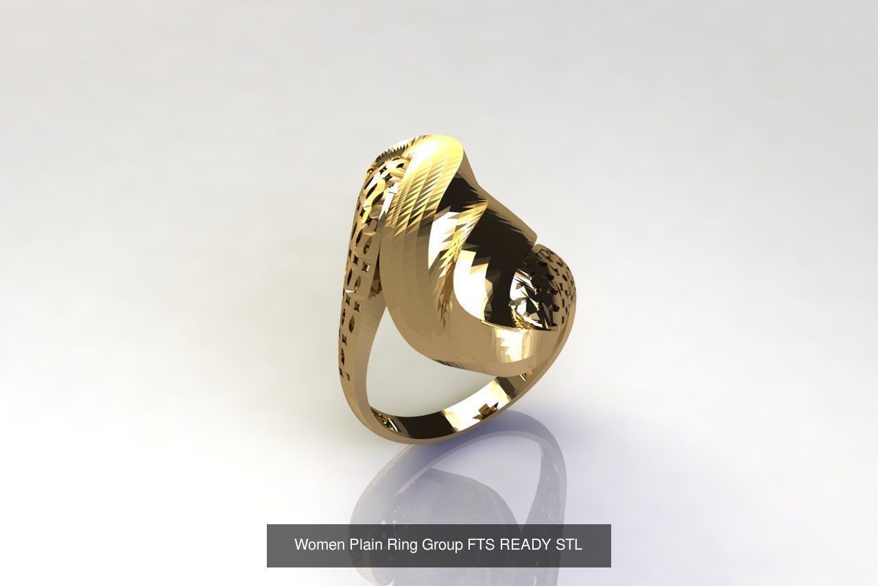 32 Women Ring Womens Rings Plain Models STL 3D Model Collection_33