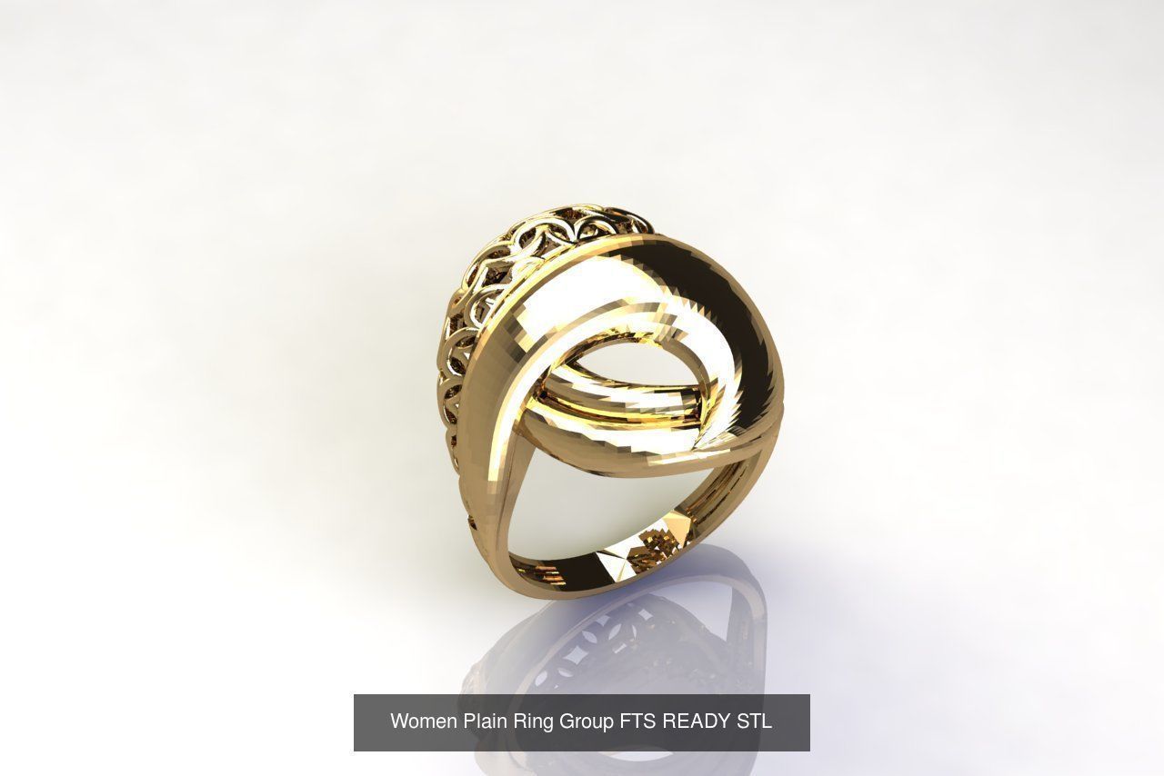 32 Women Ring Womens Rings Plain Models STL 3D Model Collection_16
