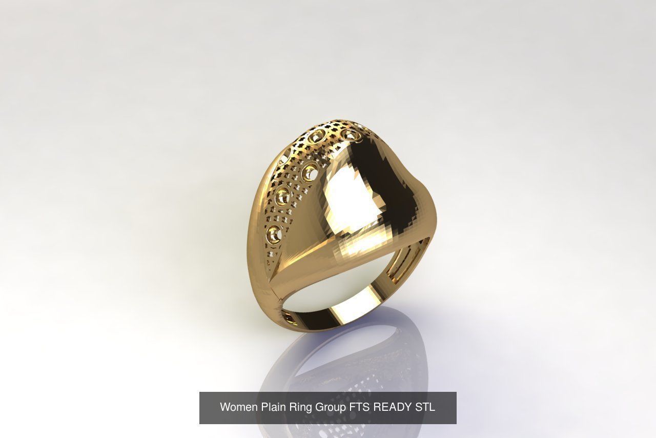 32 Women Ring Womens Rings Plain Models STL 3D Model Collection_12
