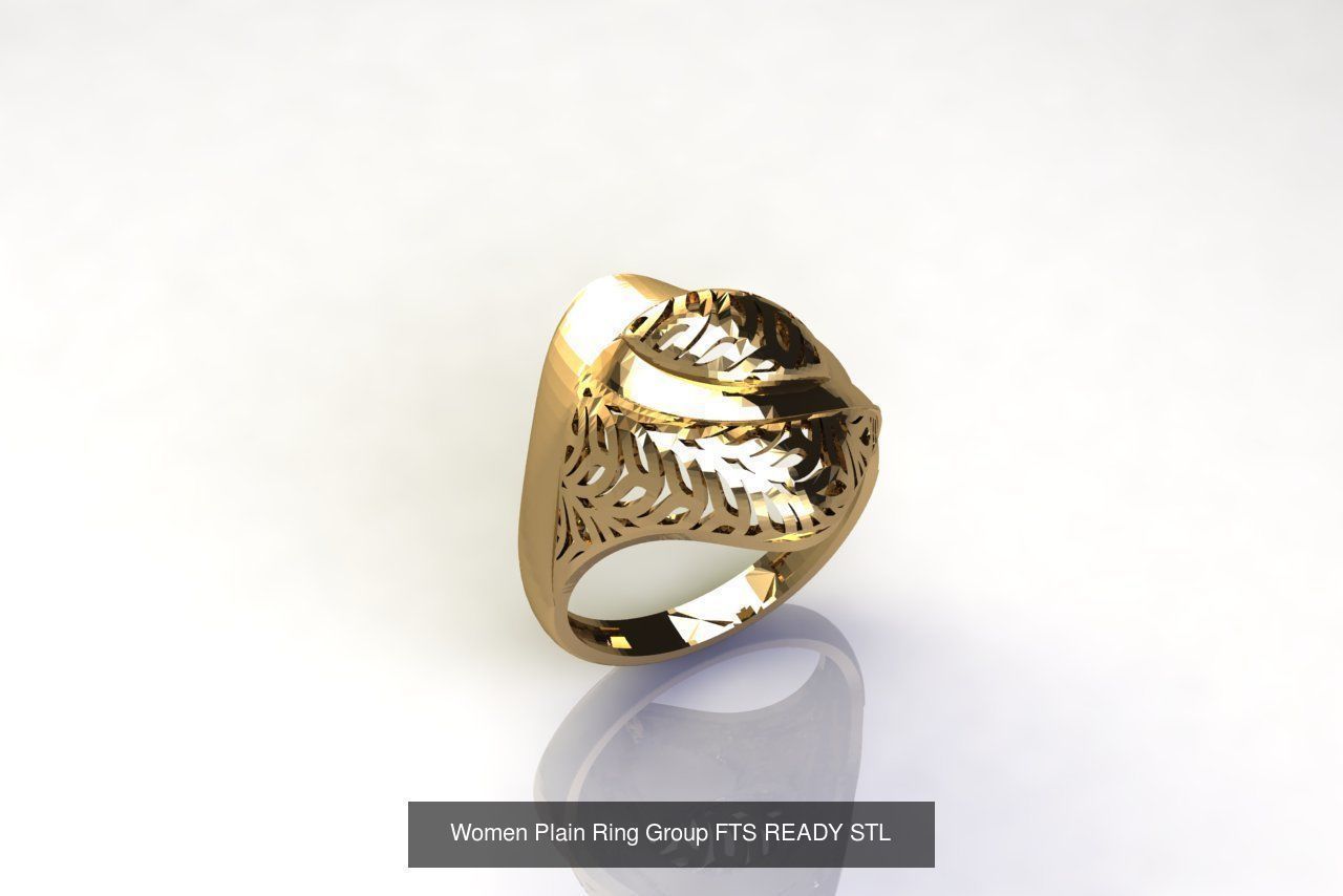 32 Women Ring Womens Rings Plain Models STL 3D Model Collection_11