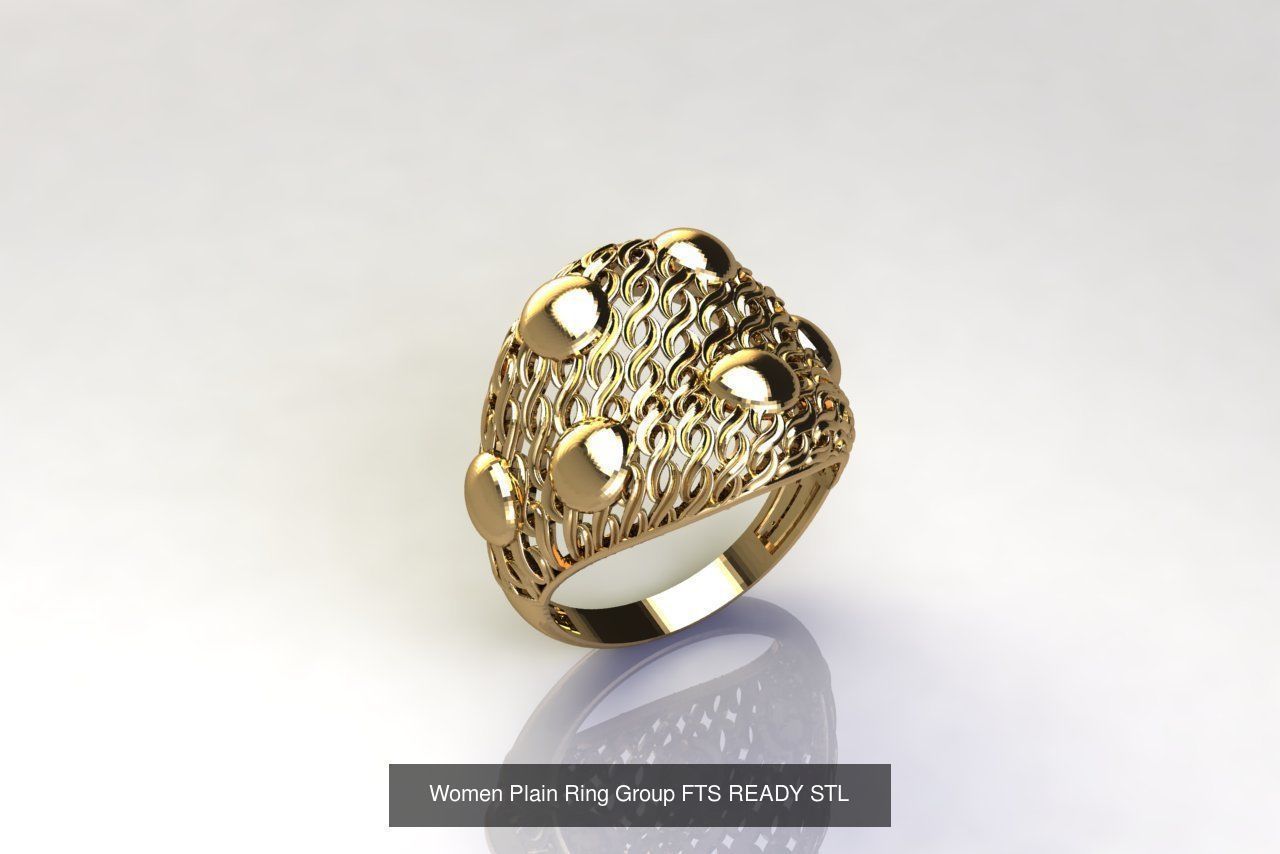 32 Women Ring Womens Rings Plain Models STL 3D Model Collection_4