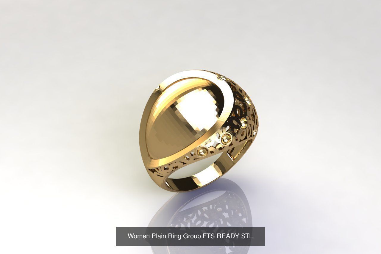 32 Women Ring Womens Rings Plain Models STL 3D Model Collection_8