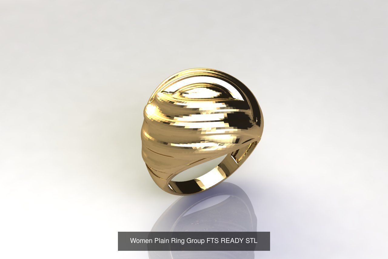 32 Women Ring Womens Rings Plain Models STL 3D Model Collection_24