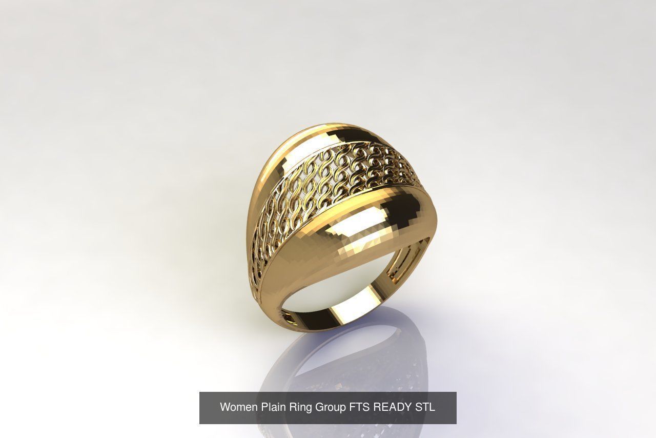 32 Women Ring Womens Rings Plain Models STL 3D Model Collection_3